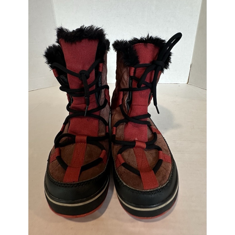Sorel Waterproof Glacy Explorer Shorty Boots Red Black Brown Women's Size 9